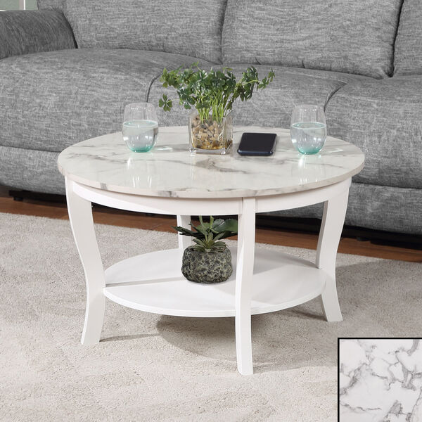 American Heritage Round Coffee Table with Shelf, image 2
