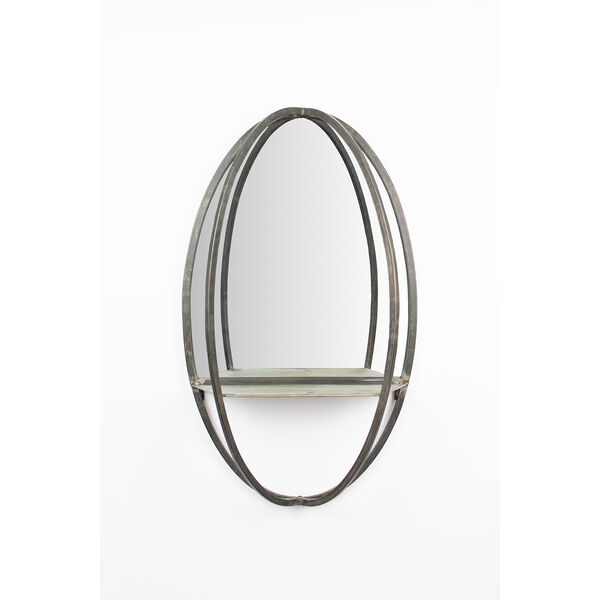 Charcoal Oval Mirror with Wall Shelf, image 2