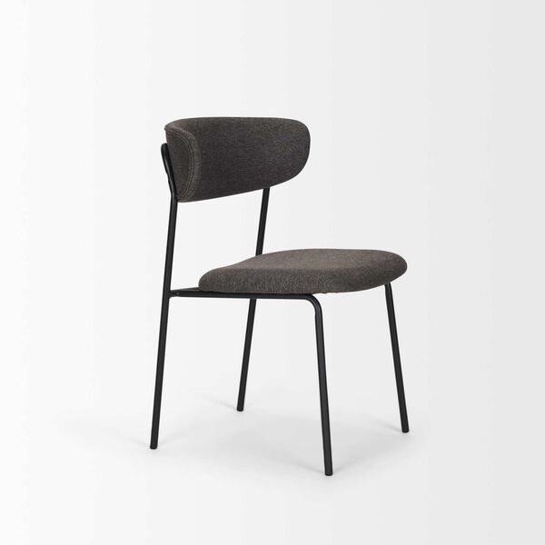 Corey Gray Fabric and Matte Black Metal Dining Chair, image 6