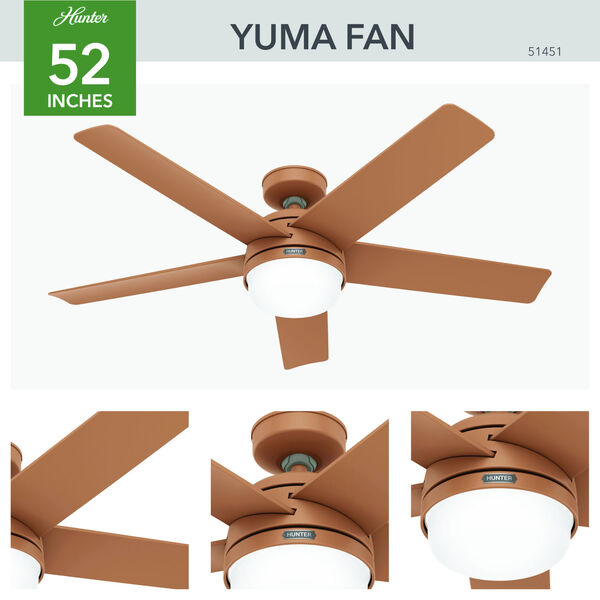 Yuma Terracotta 52-Inch Ceiling Fan with LED Light Kit and Handheld Remote, image 4