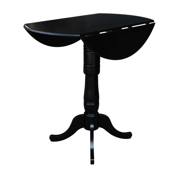 Black 42-Inch High Round Dual Drop Leaf Pedestal Dining Table, image 4