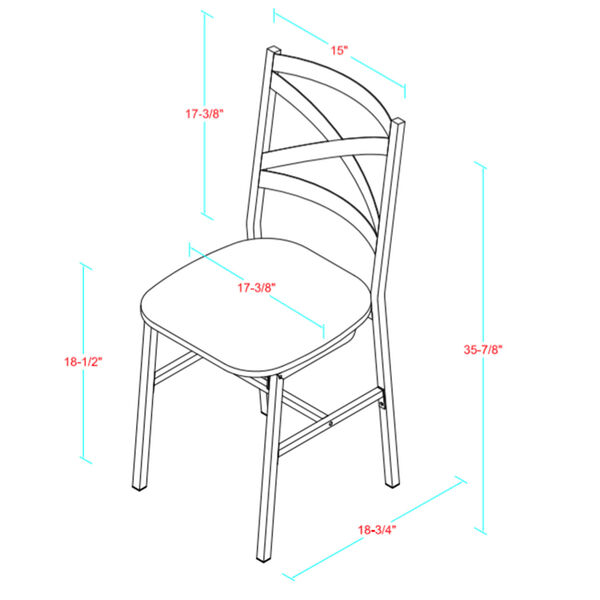 Angle Iron Dark Walnut and Black X Back Dining Chair, Set of 2, image 3