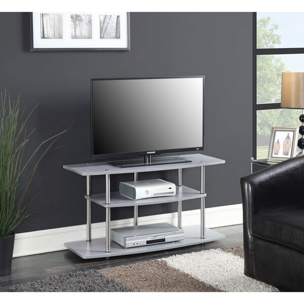 3 Tier Wide TV Stand, Gray, image 3