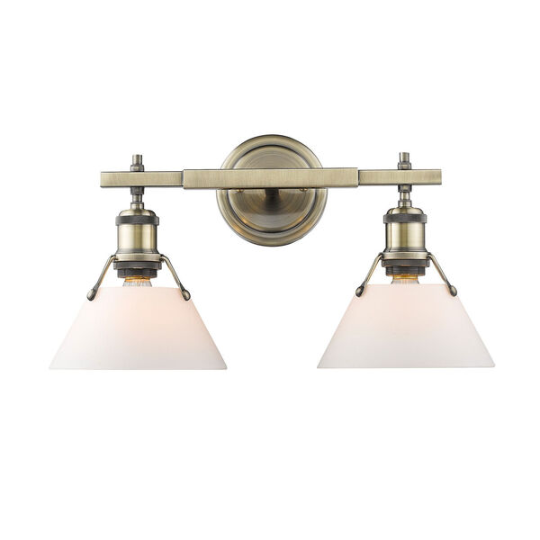 Orwell Aged Brass Two-Light Bath Vanity with Aged Brass Shades, image 1