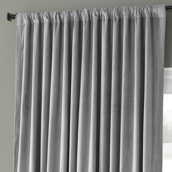 Signature Silver Grey Double Wide Velvet Blackout Pole Pocket Single Panel Curtain 100 x 108, image 3