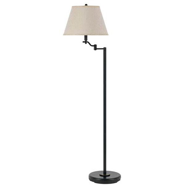 Dana Swing Dark Bronze Arm Floor Lamp with Burlap Shade, image 1