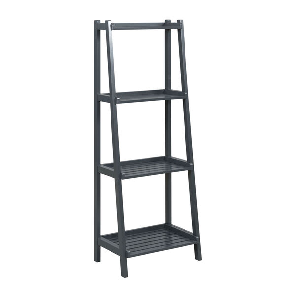 Dunnsville Graphite 4-Tier Ladder Leaning Shelf Bookcase, image 1