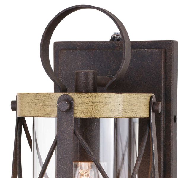 Harwood Oxidized Iron and Burnished Elm One-Light Dusk to Dawn Outdoor Wall Lantern with Clear Glass, image 4