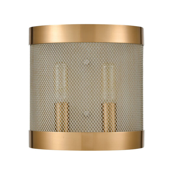 Line in the Sand Satin Brass and Antique Silver Two-Light Wall Sconce, image 2