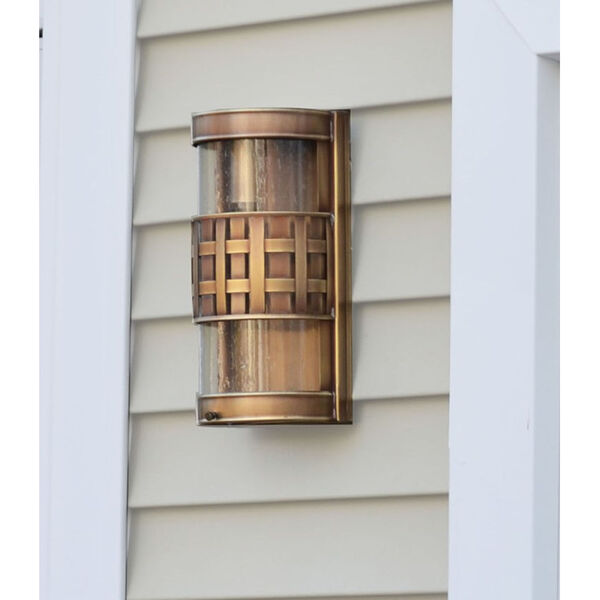 Weave Dark Brass One-Light Outdoor Wall Mount with Clear Seeded Glass, image 3