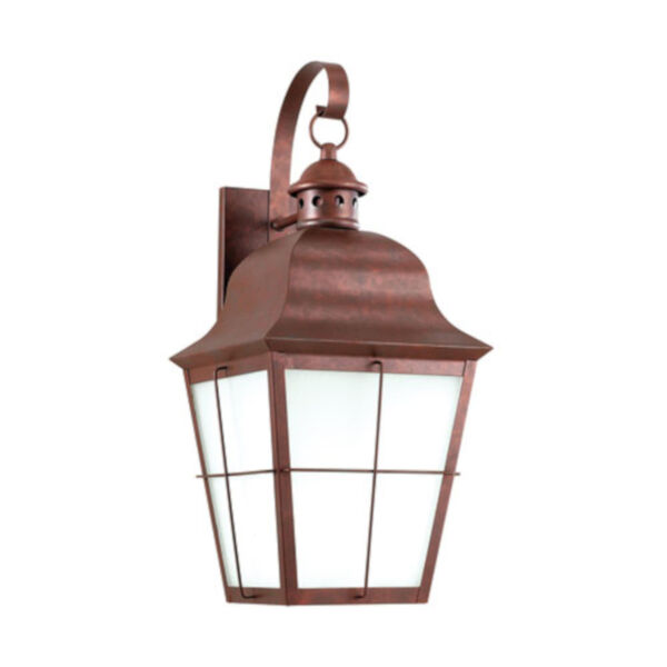 Hazel Weathered Copper Energy Star LED Outdoor Wall Lantern with White Glass, image 1