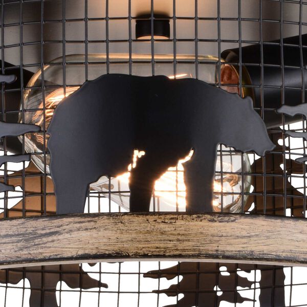 Kodiak Black and Burnished Teak Two-Light Round Cage Flush Mount, image 6