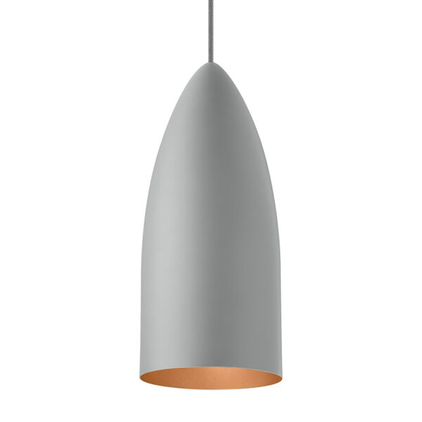 Signal Rubberized Gray and Copper LED Pendant, image 1