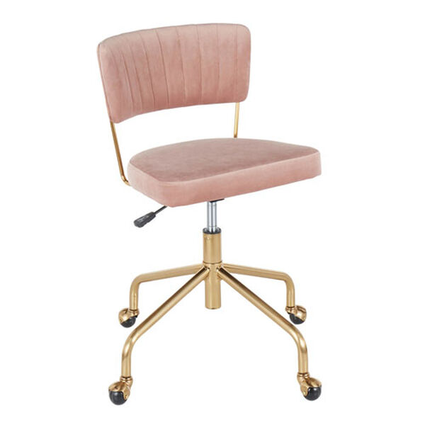 Tania Gold and Pink Velvet Task Chair, image 1