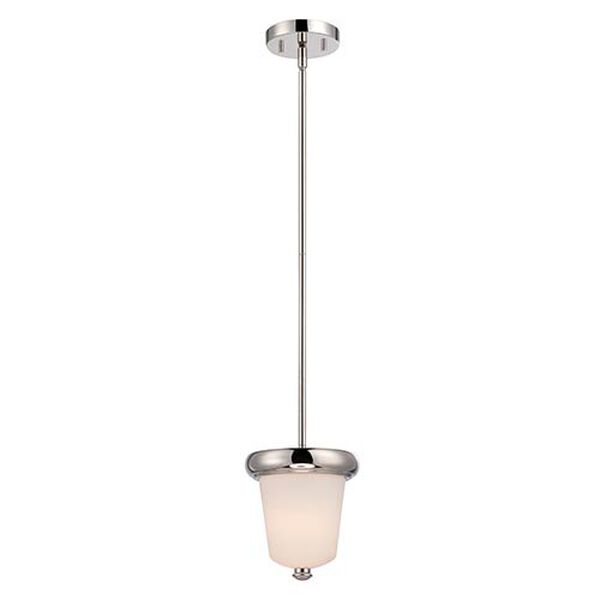Dylan Polished Nickel LED Mini Pendant with Etched Opal Glass, image 1