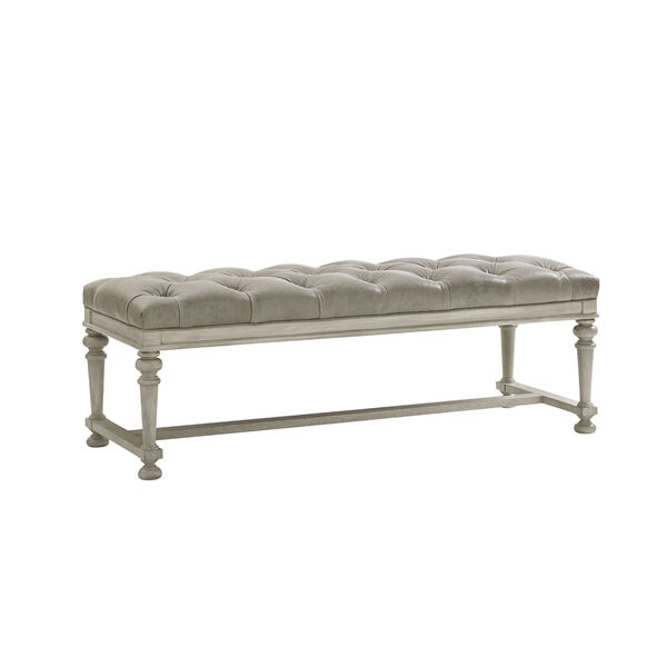 Oyster Bay Gray Bellport Leather Bed Bench, image 1