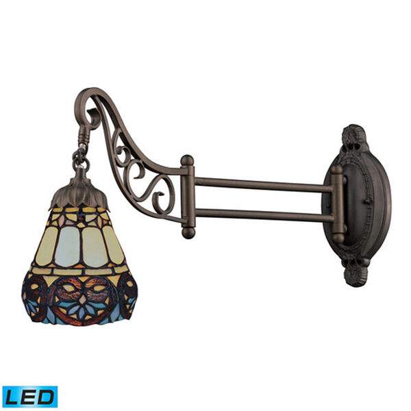 Mix-N-Match Tiffany Bronze LED One Light Swingarm Lamp with Full Range Dimming, image 1
