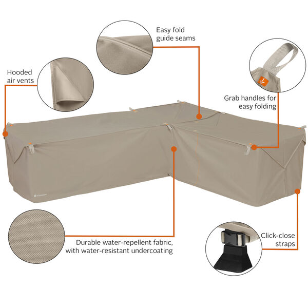 Poplar Goat Tan Patio Right Facing Sectional Lounge Set Cover, image 2