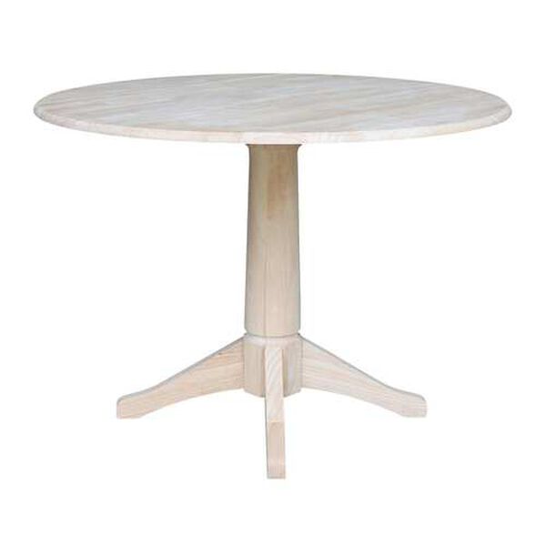Gray and Beige 30-Inch High Round Dual Drop Leaf Pedestal Table, image 1
