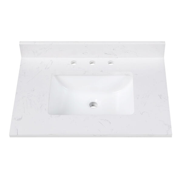Cala White 25-Inch Vanity Top with Rectangular Sink - (Open Box), image 1
