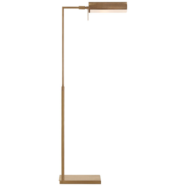 Precision Pharmacy Floor Lamp in Antique-Burnished Brass with White Glass by Kelly Wearstler, image 1
