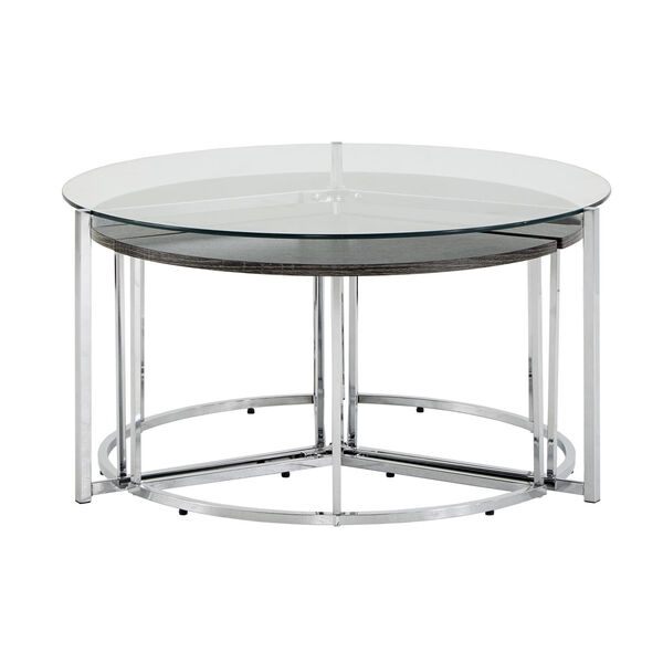 Alexia Chrome Cocktail Table with Glass Top, image 3