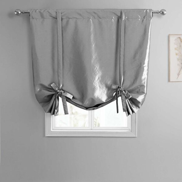 Platinum Faux Silk Taffeta Tie-Up Window Shade Single Panel, image 3