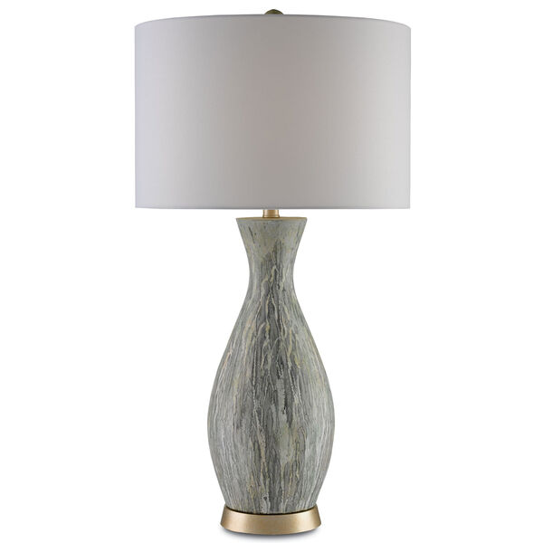 Rana Light Green, White Drip Glaze and Silver Leaf One-Light Table Lamp, image 1