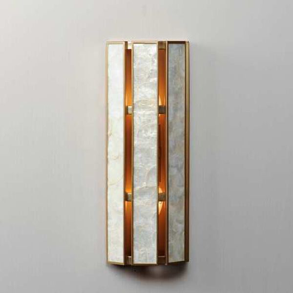 Miramar Capiz Natural Aged Brass Two-Light Wall Sconce, image 3