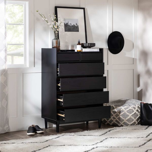 Black Solid Wood Six-Drawer Dresser, image 8
