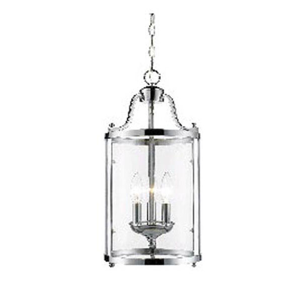 Evelyn Chrome Three-Light Mini Pendant with Clear Glass, image 1