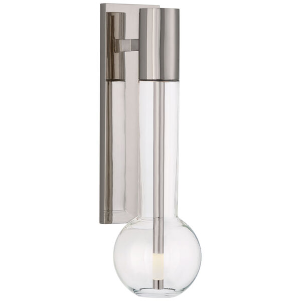 Nye Small Bracketed Sconce in Polished Nickel with Clear Glass by Kelly Wearstler, image 1