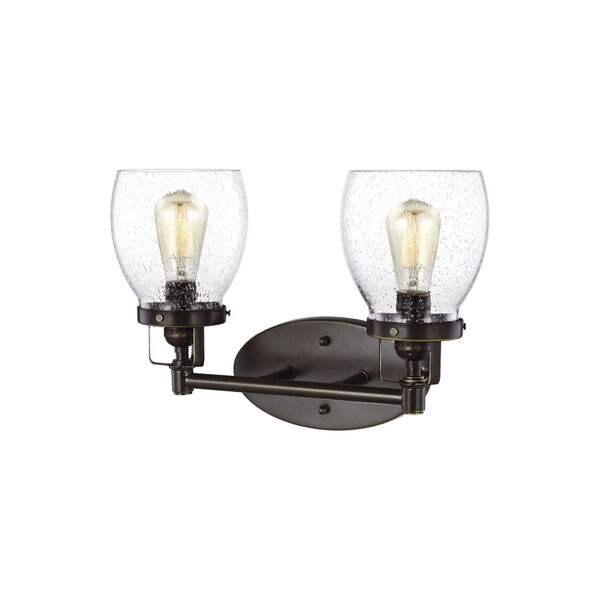 Belton Heirloom Bronze Two-Light LED Wall Bath Fixture with Seeded Glass, image 3
