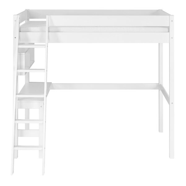Swan White Twin Loft Bed with Desk, image 2