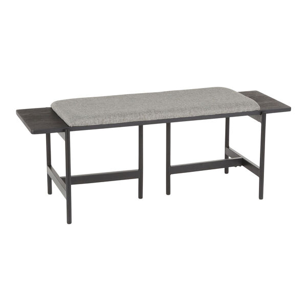 Chloe Black and Grey Bench with Upholstered Top, image 1