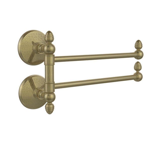 Monte Carlo Collection 2 Swing Arm Towel Rail, Antique Brass, image 1