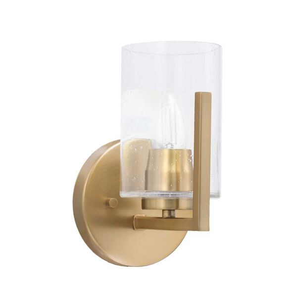 Atlas New Age Brass One-Light Wall Sconce with Four-Inch Clear Bubble Glass, image 1