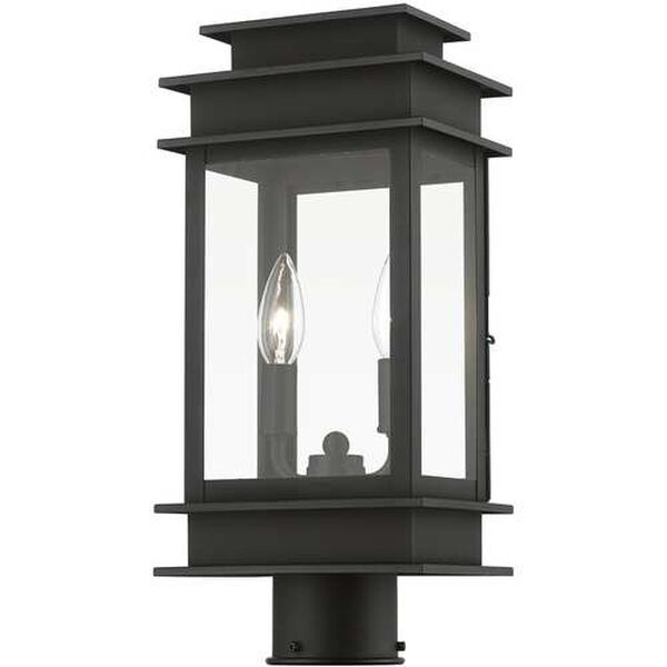 Princeton Black with Polished Chrome Two-Light Outdoor Medium Lantern Post, image 4