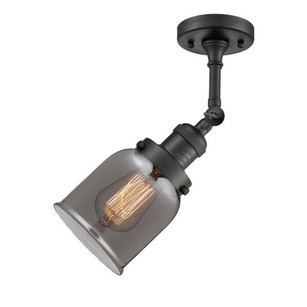 Small Bell Matte Black One-Light Adjustable Swivel Semi Flush Mount, image 2