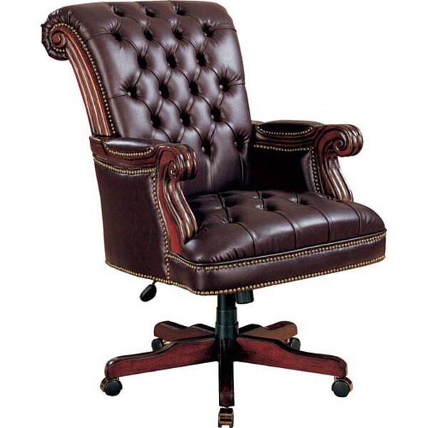 Burgundy Traditional Leather Executive Chair, image 1