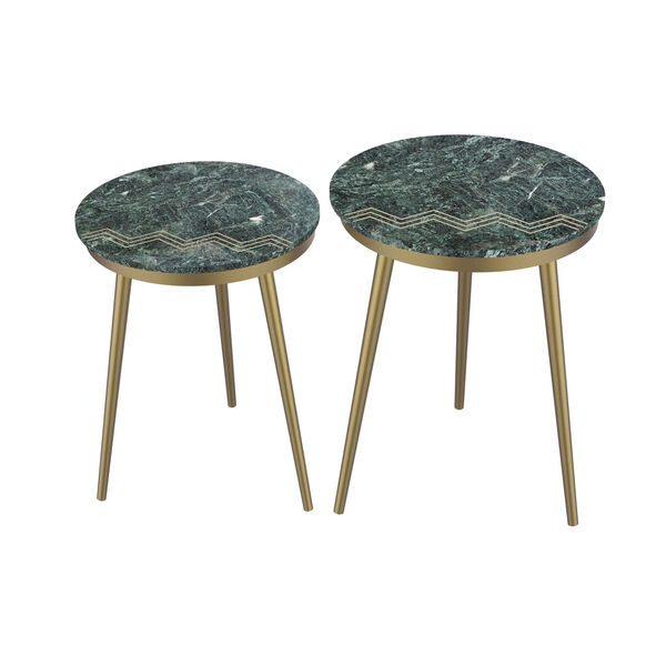 Green and Gold Nesting Table, Set of 2, image 4