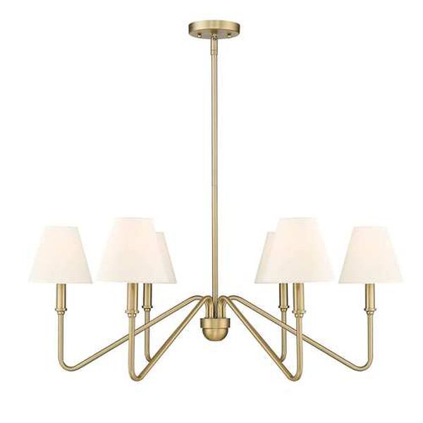 Kennedy Brushed Champagne Bronze Six-Light Chandelier with Ivory Linen shade, image 1