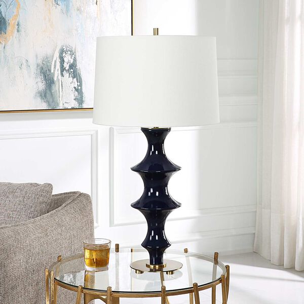 Coil Rich Cobalt Blue and White Table Lamp, image 4