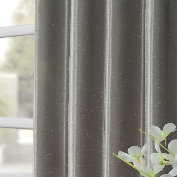 Silver Vintage Textured Faux Dupioni Silk Single Panel Curtain, 50 X 120, image 8