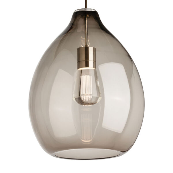 Quinton One-Light Pendant with Smoke Shade and Satin Nickel Stem, image 1