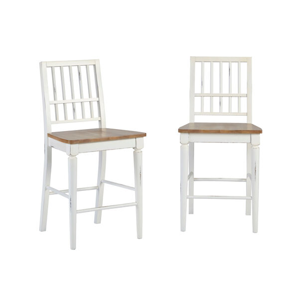 Light Oak/ Distressed White Counter Chair, Set of 2, image 1