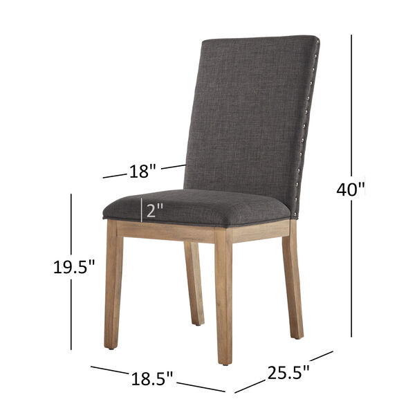 Century Dark Grey Linen Nailhead Side Chair, Set of 2, image 5