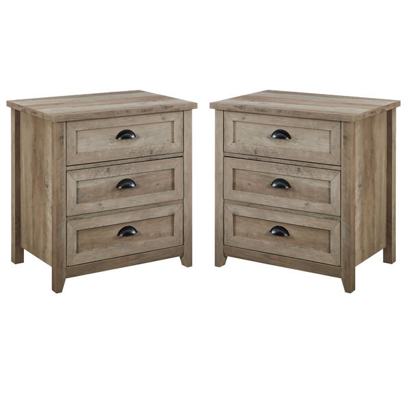 Odette Gray Wash Three-Drawer Framed Nightstand, Set of Two, image 4