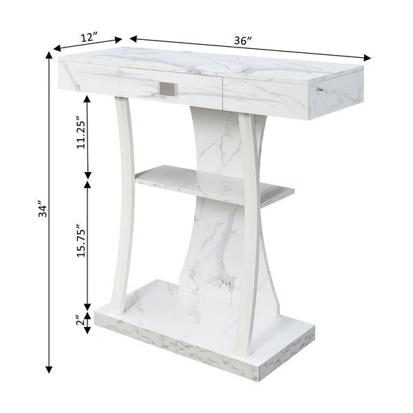Newport Harri White One Drawer Console Table with Shelves, image 5