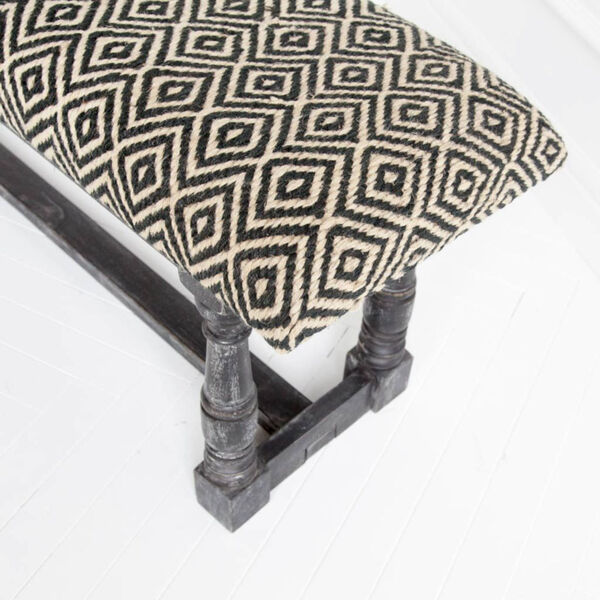 Denison Black and White Bench with Woven Cushion, image 4